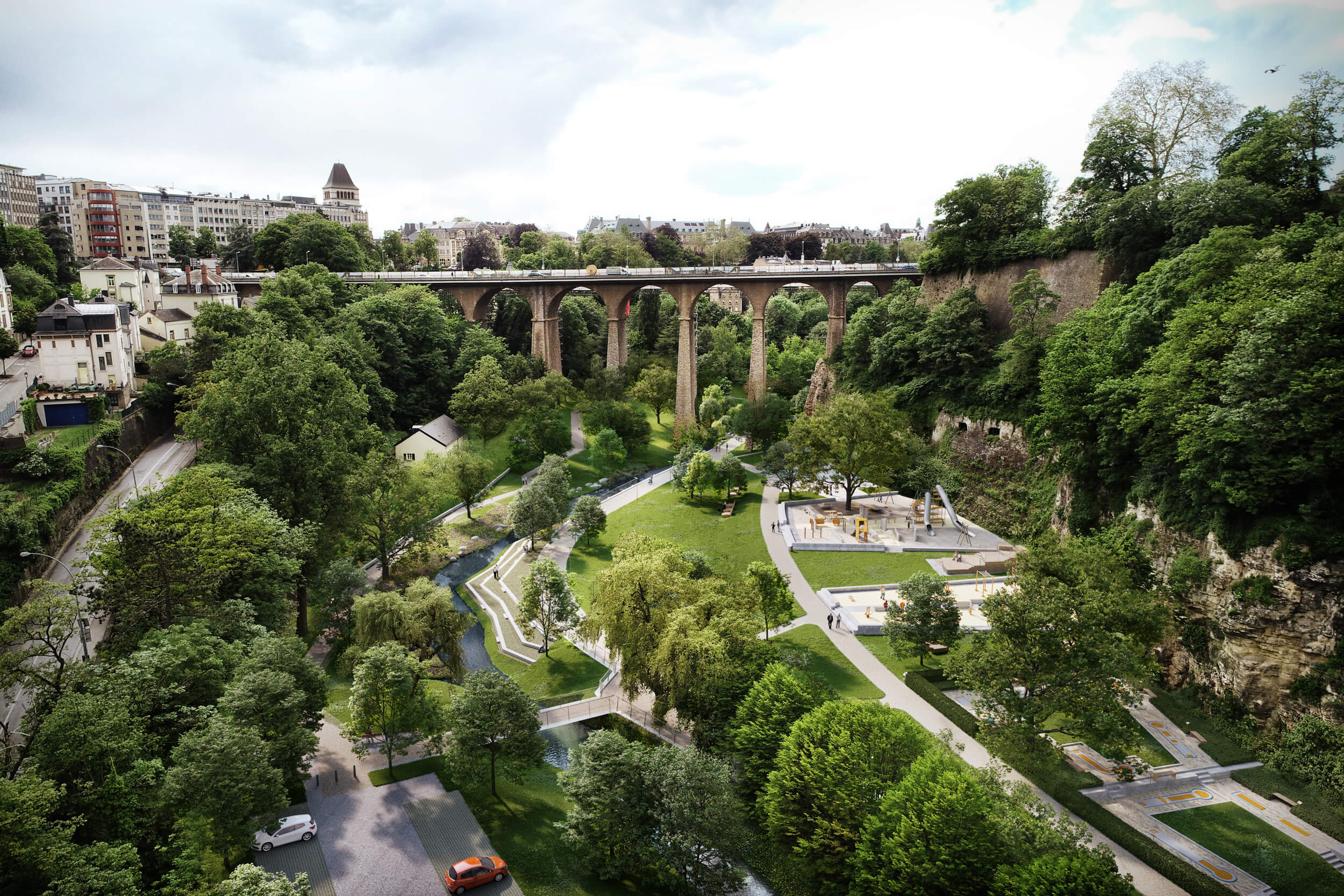 Vallée de la Pétrusse Perspektive Parkauftakt